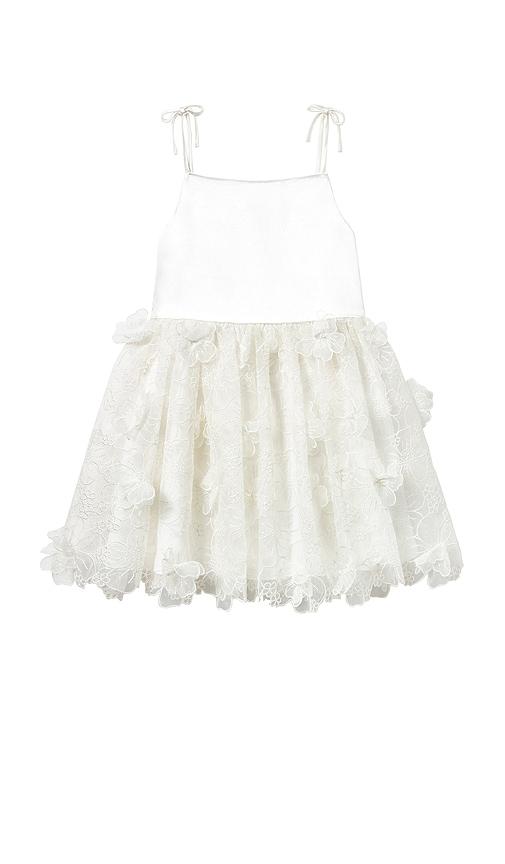 self-portrait kids embellished tulle dress in white.