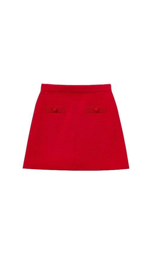 self-portrait kids flower trim cotton skirt in red.