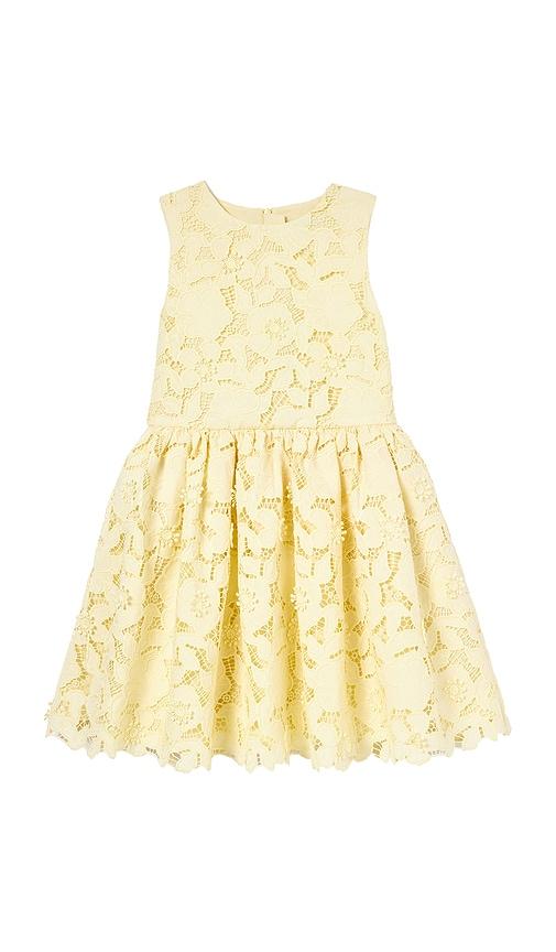self-portrait kids sleeveless lace dress in lemon.
