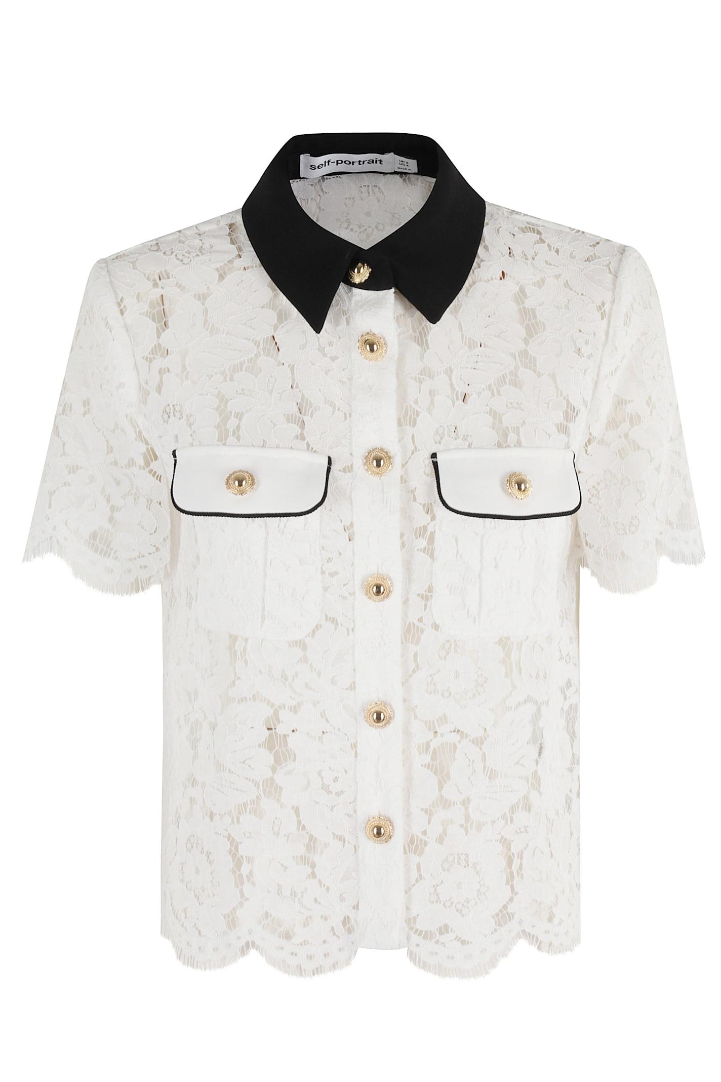 self-portrait lace contrast collar top