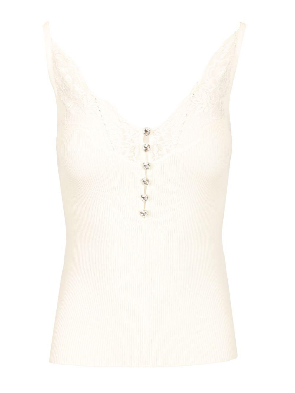 self-portrait lace rib knit top