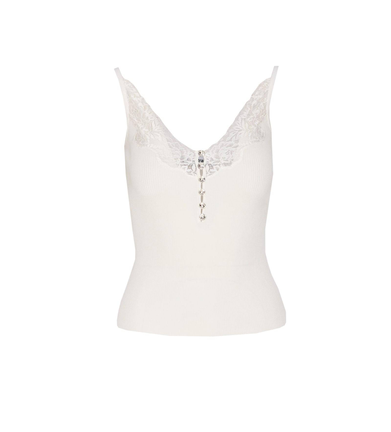 self-portrait lace trim knit top