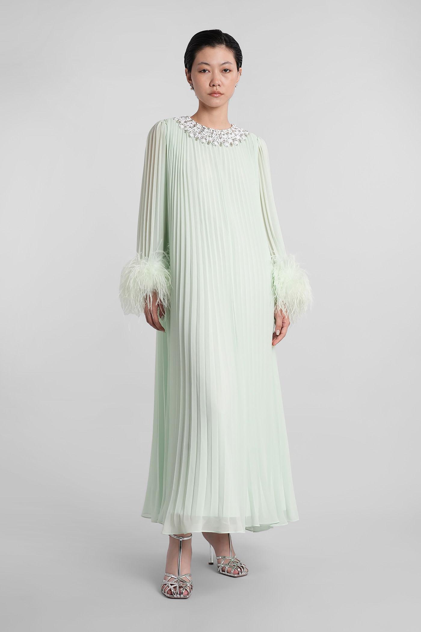 self-portrait long dress in green polyester