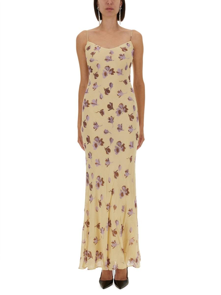 self-portrait long dress with floral pattern