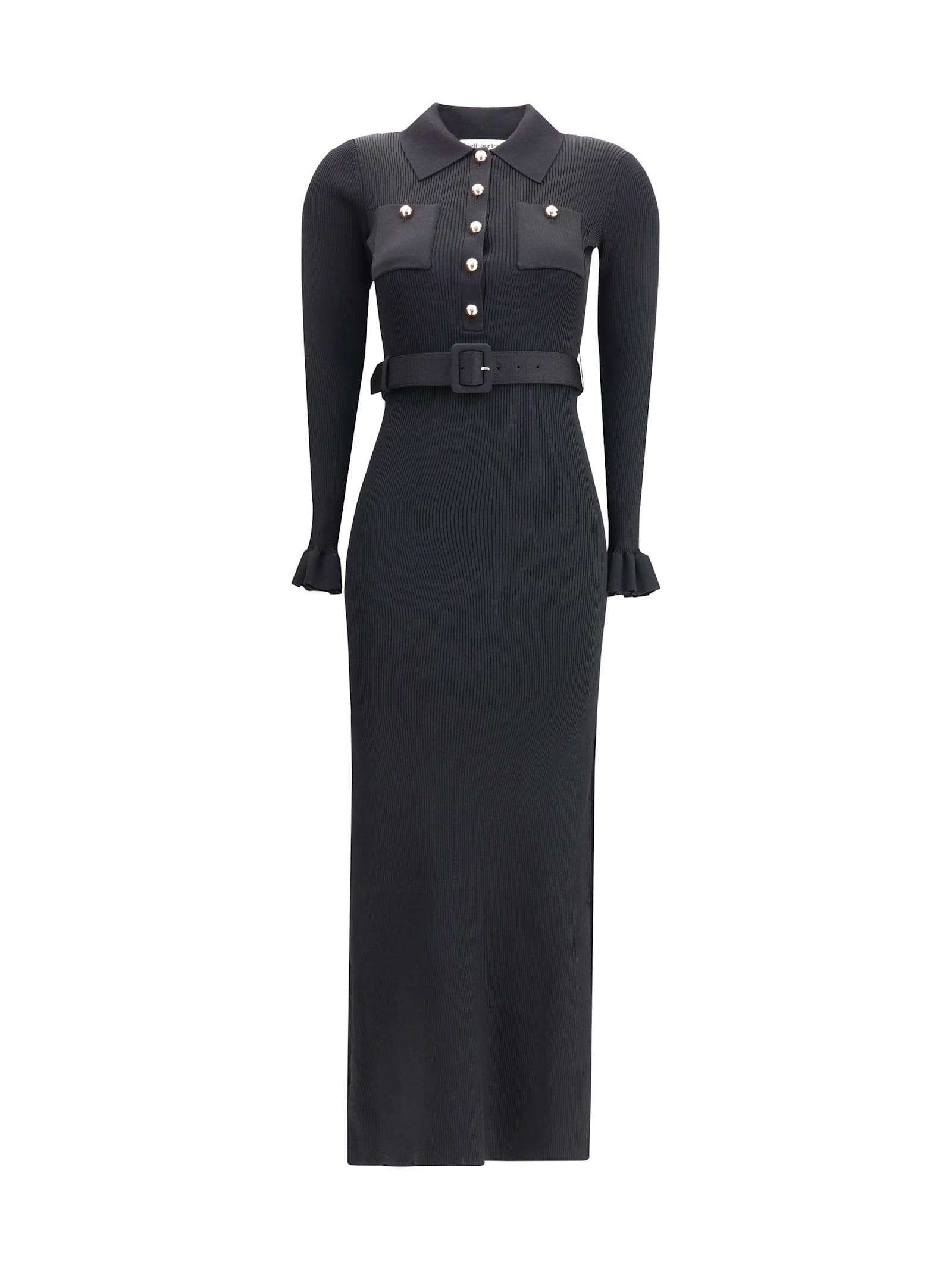 self-portrait long ribbed dress