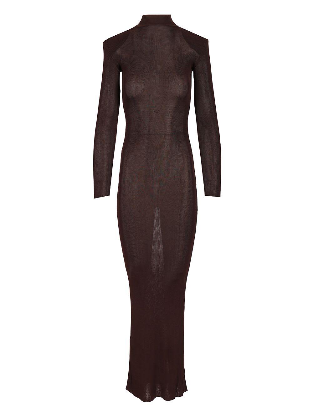 self-portrait long viscose knit dress