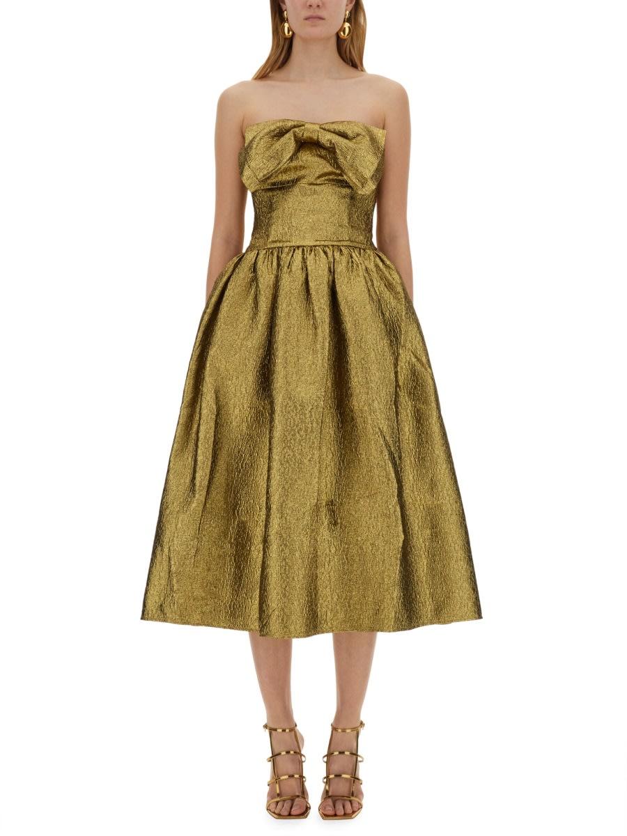 self-portrait metallic jacquard midi dress