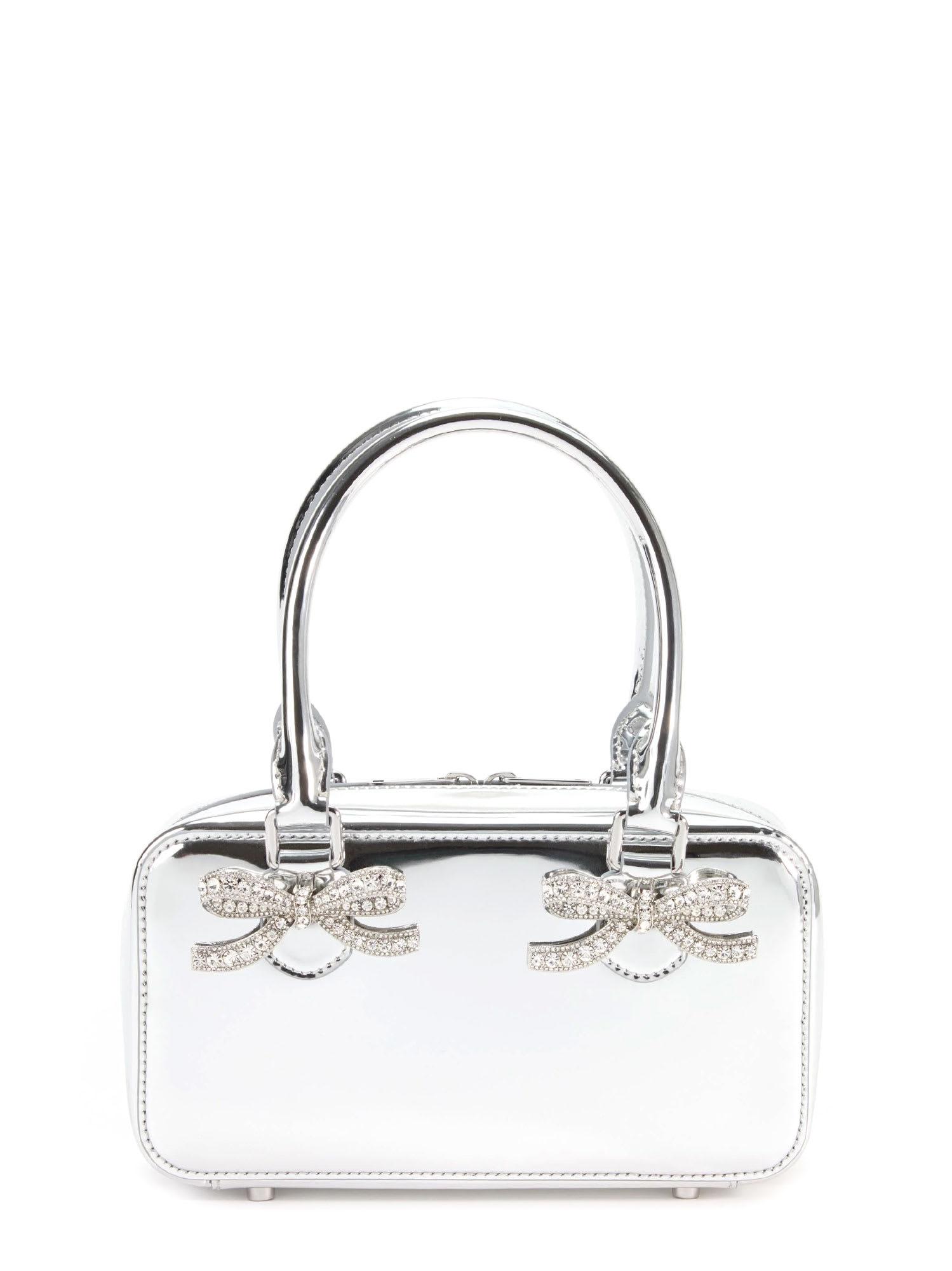 self-portrait metallic leather mini tote bag