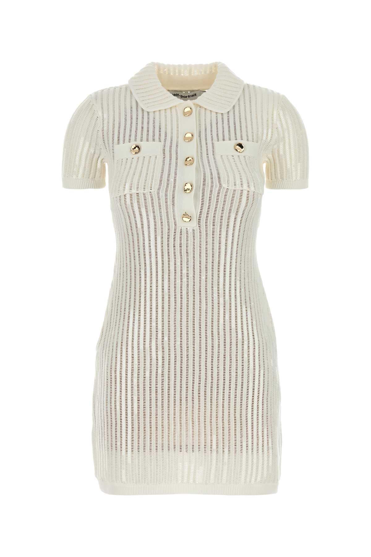 self-portrait mini crochet dress with sequins