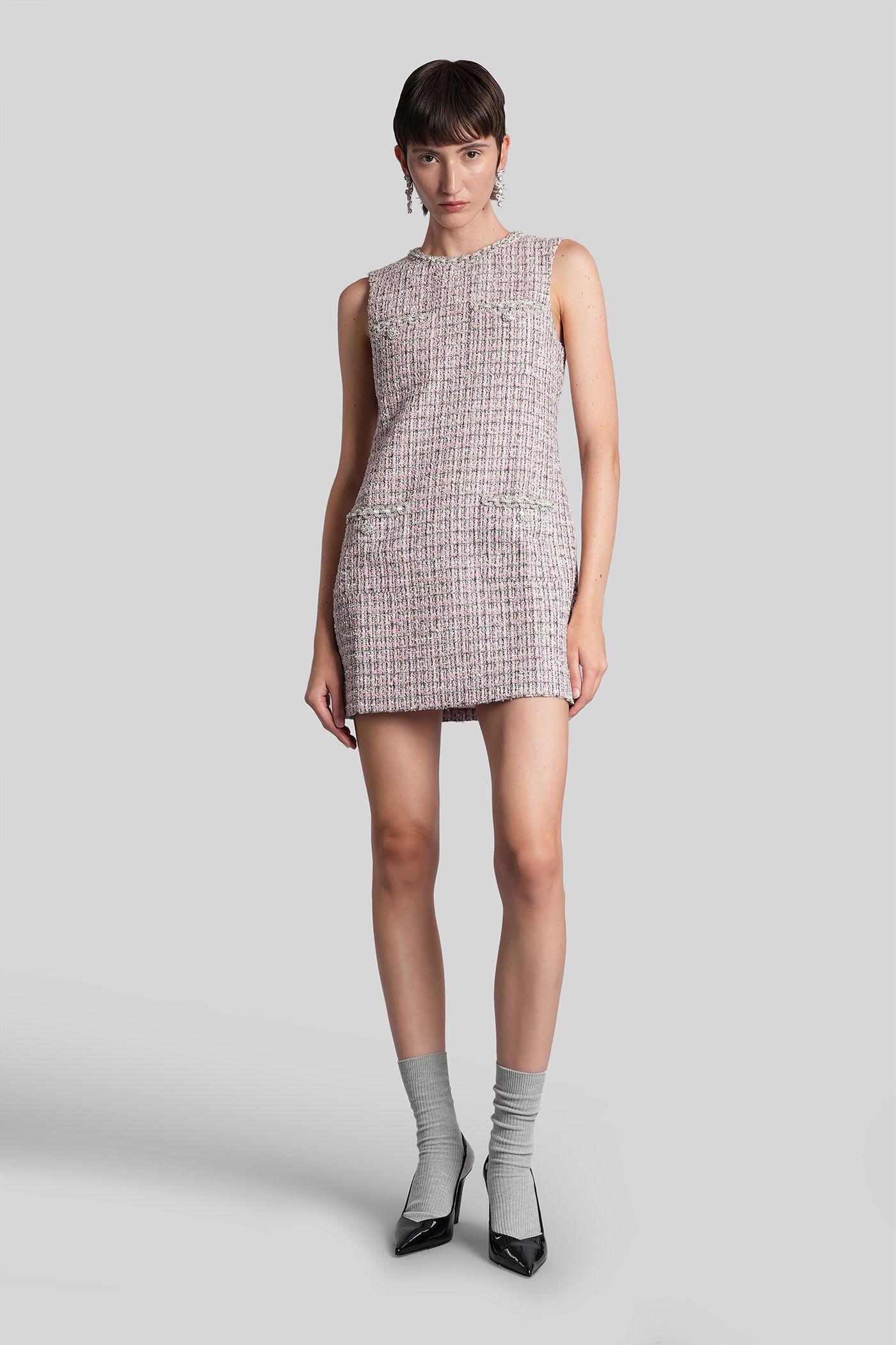 self-portrait mini dress in rose-pink wool