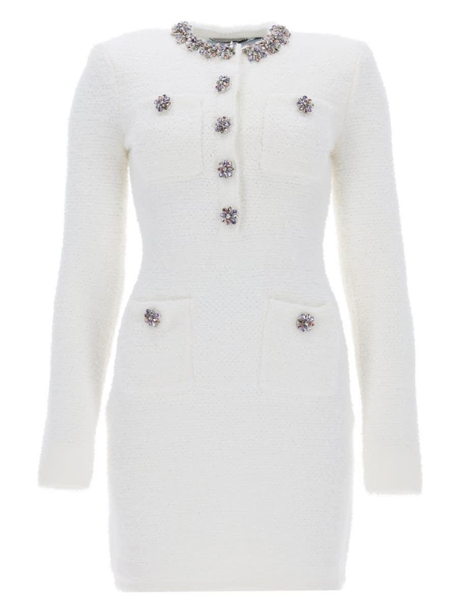 self-portrait mini dress with jewel buttons