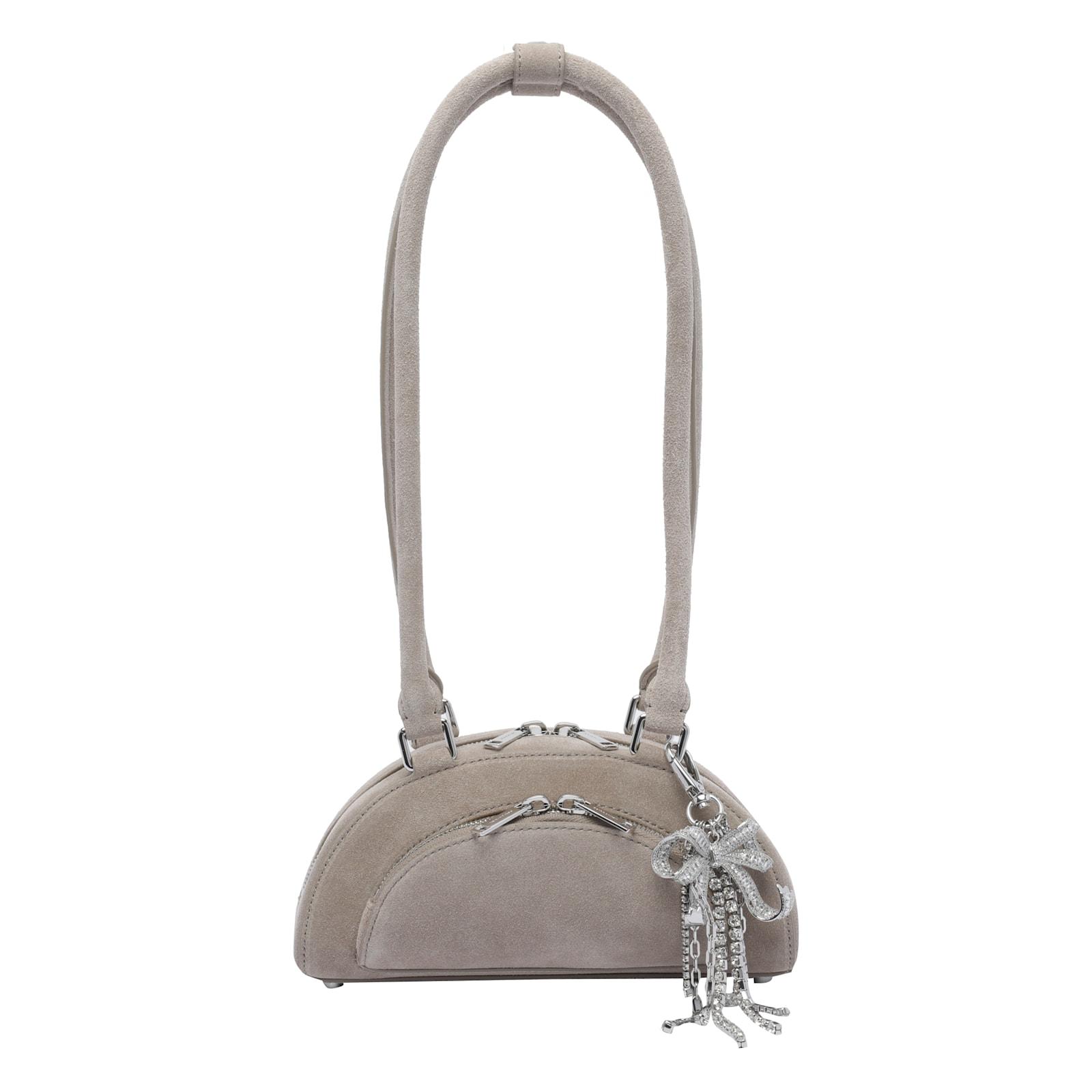 self-portrait mini suede bow charm shoulder bag