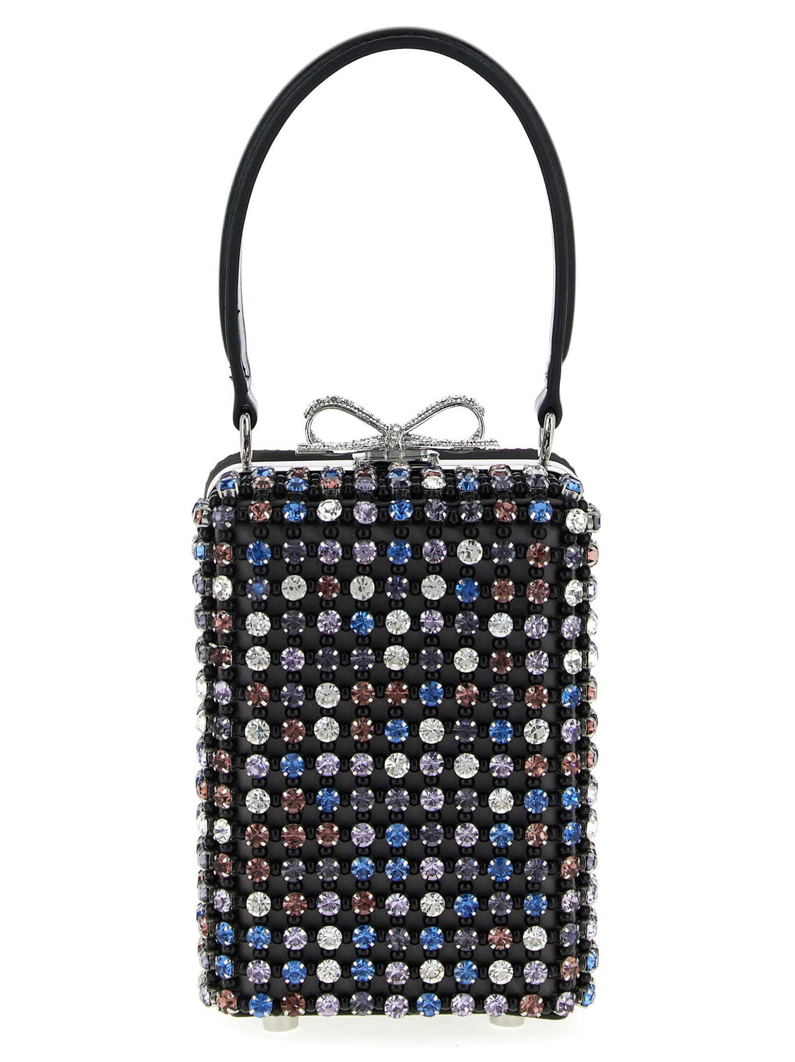 self-portrait multi crystal chainmail handbag multicolor polyester elastane hand bags - women