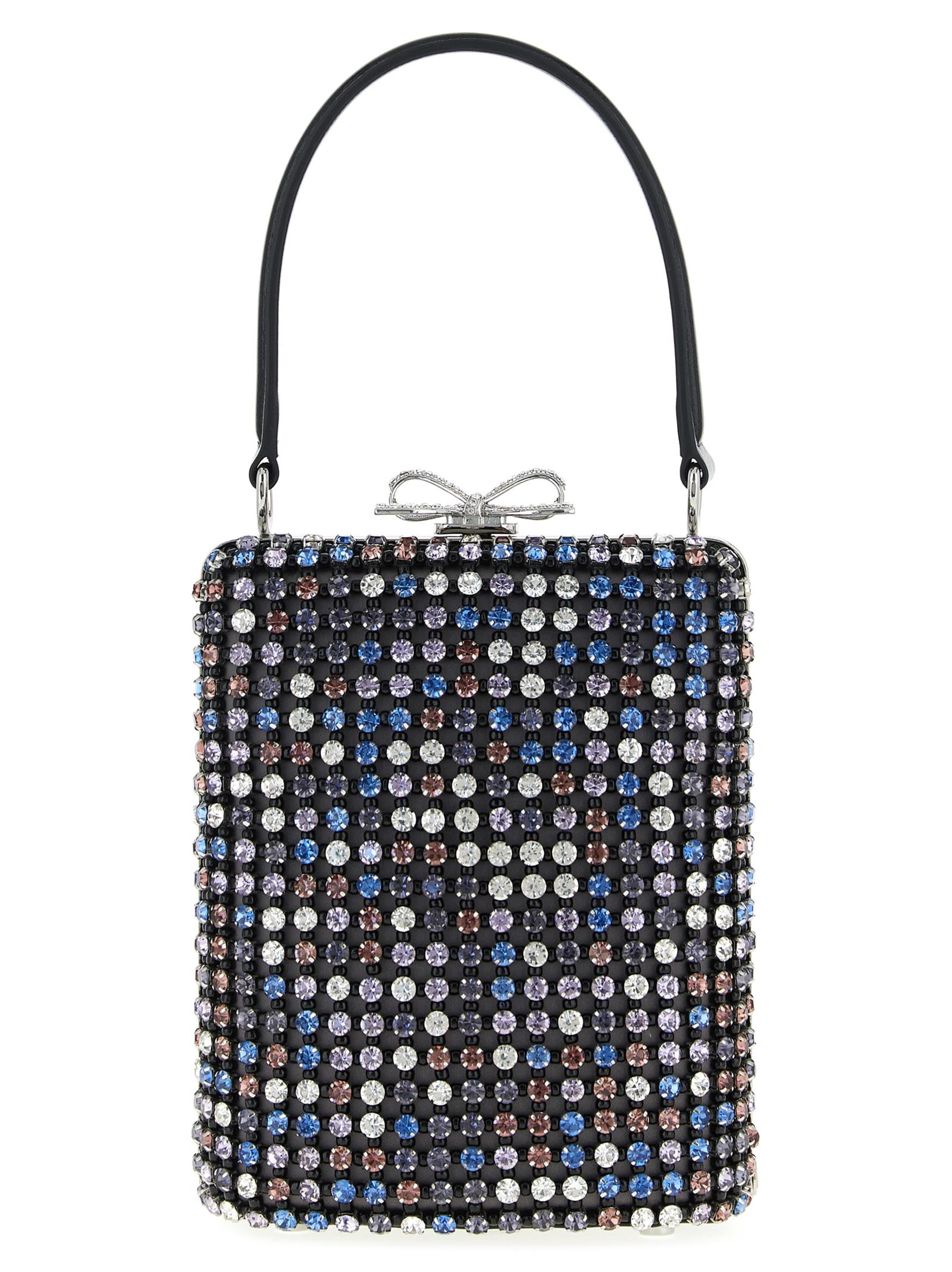 self-portrait multi crystal chainmail mini handbag multicolor polyester elastane hand bags - women