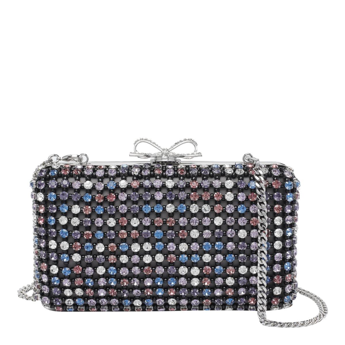 self-portrait multi crystal clutch