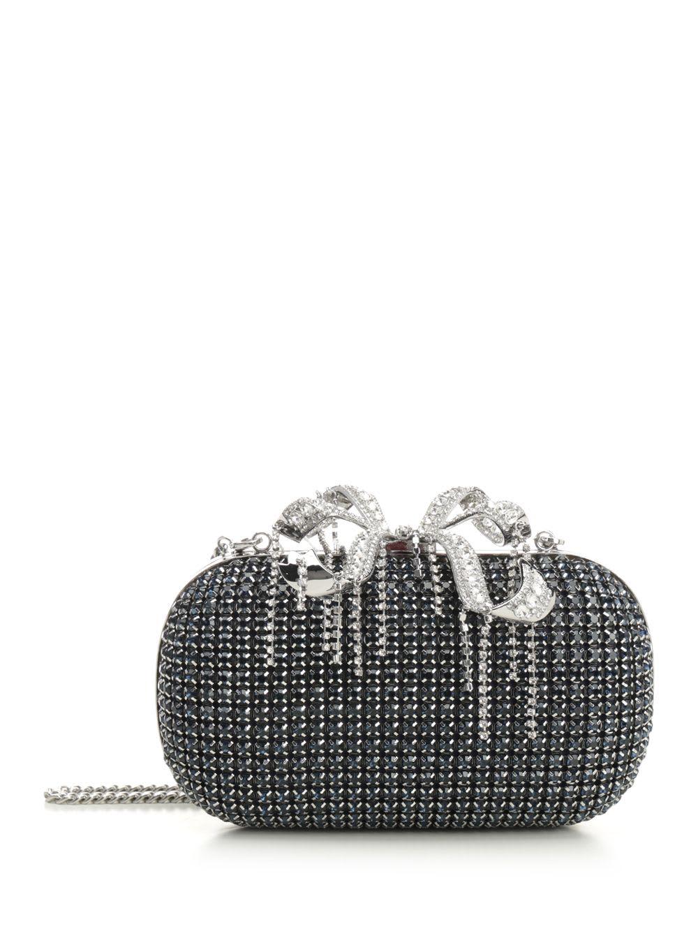 self-portrait navy chainmail clutch