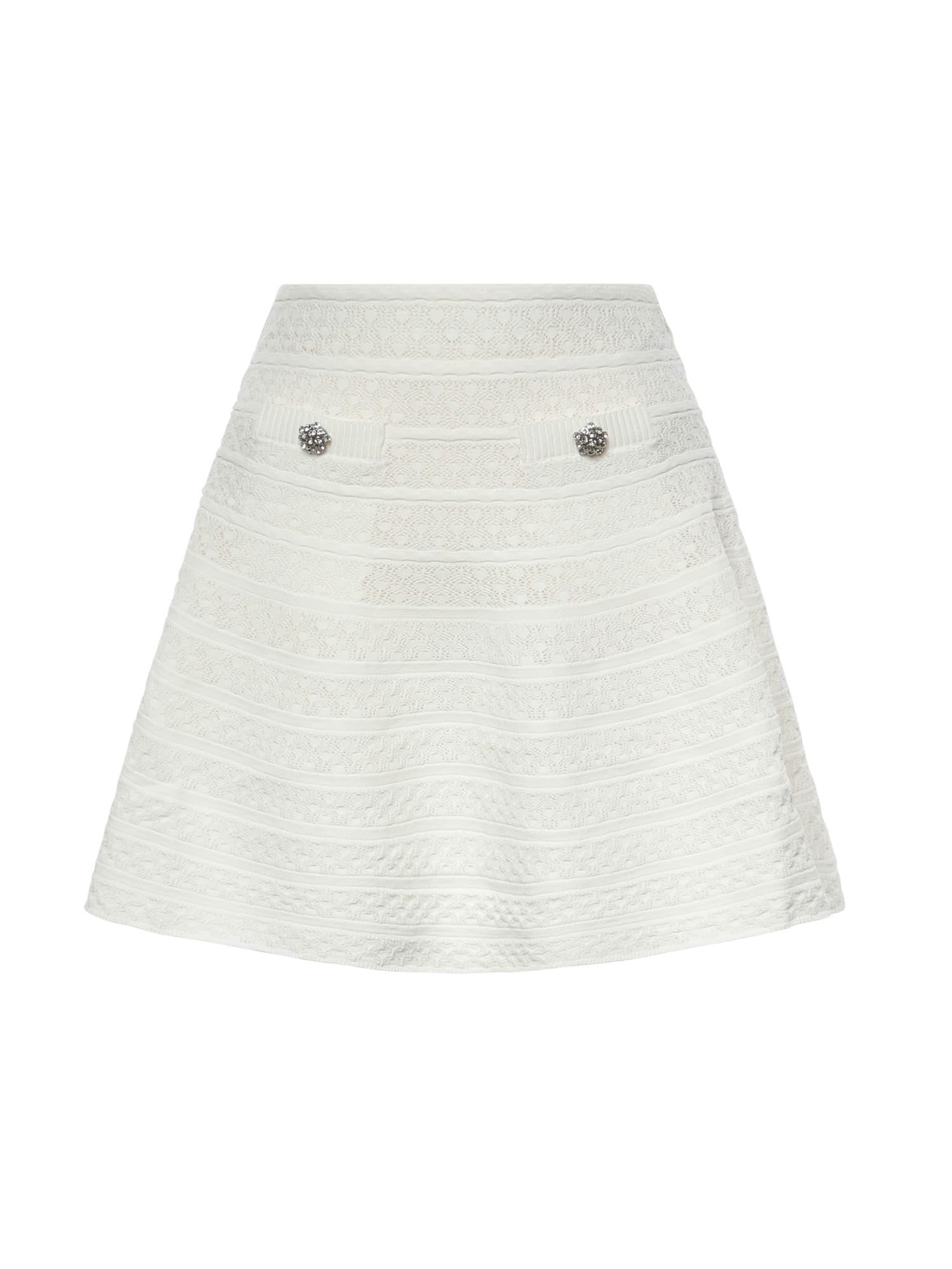 self-portrait openwork knit miniskirt