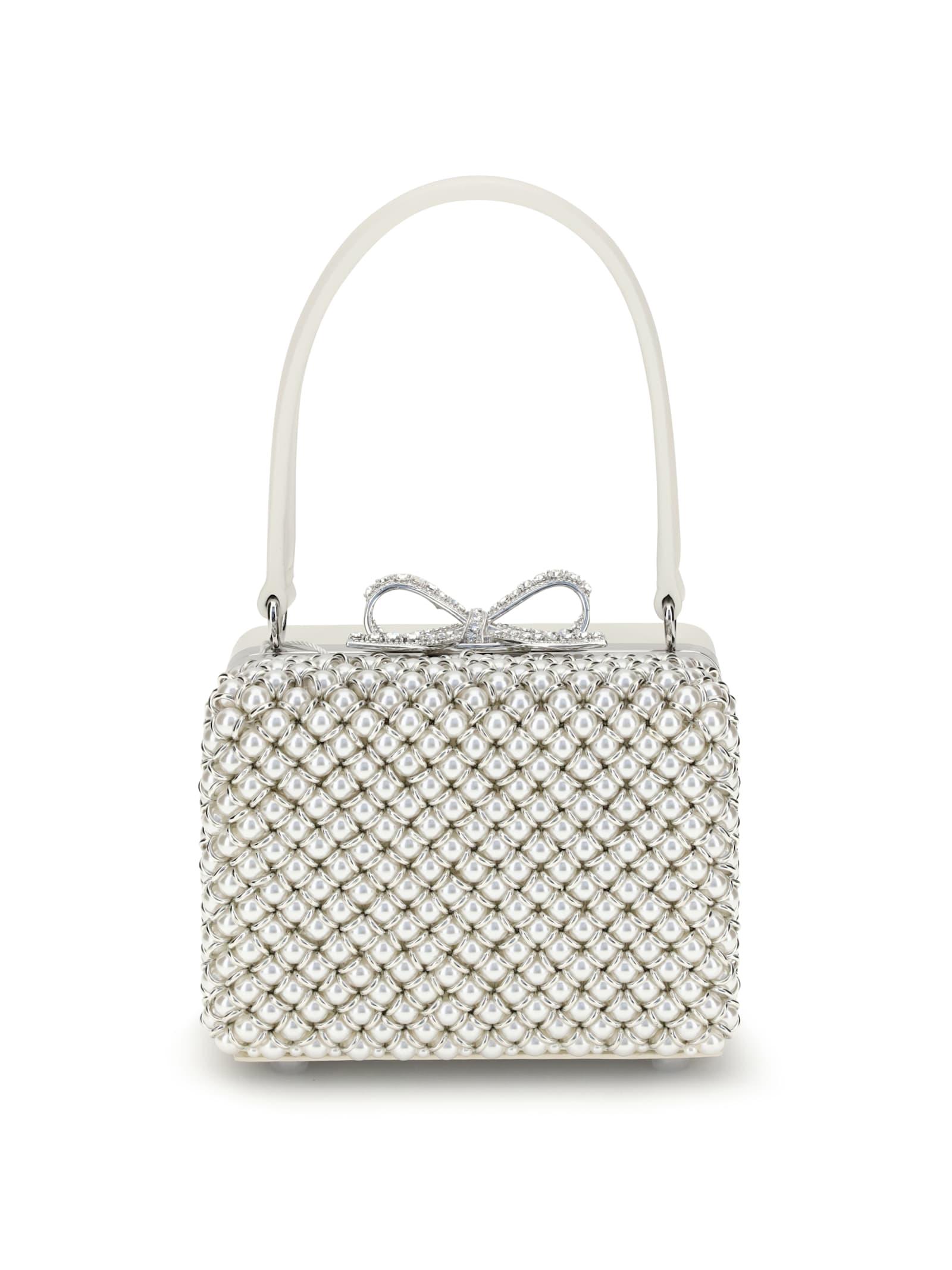 self-portrait pearl-adorned handbag