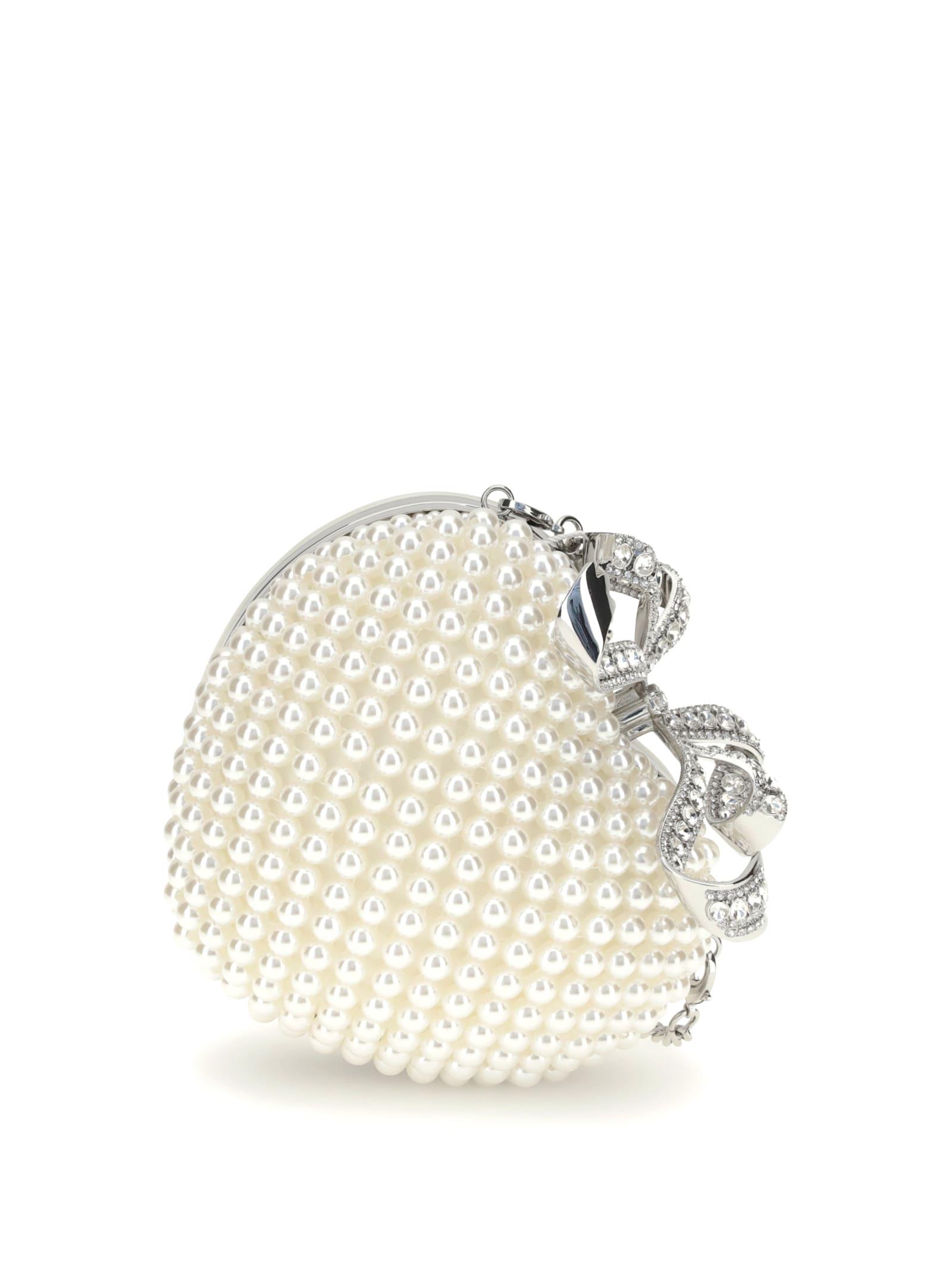self-portrait pearl heart clutch bag