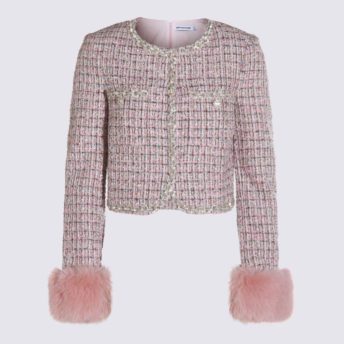self-portrait pink wool casual jacket