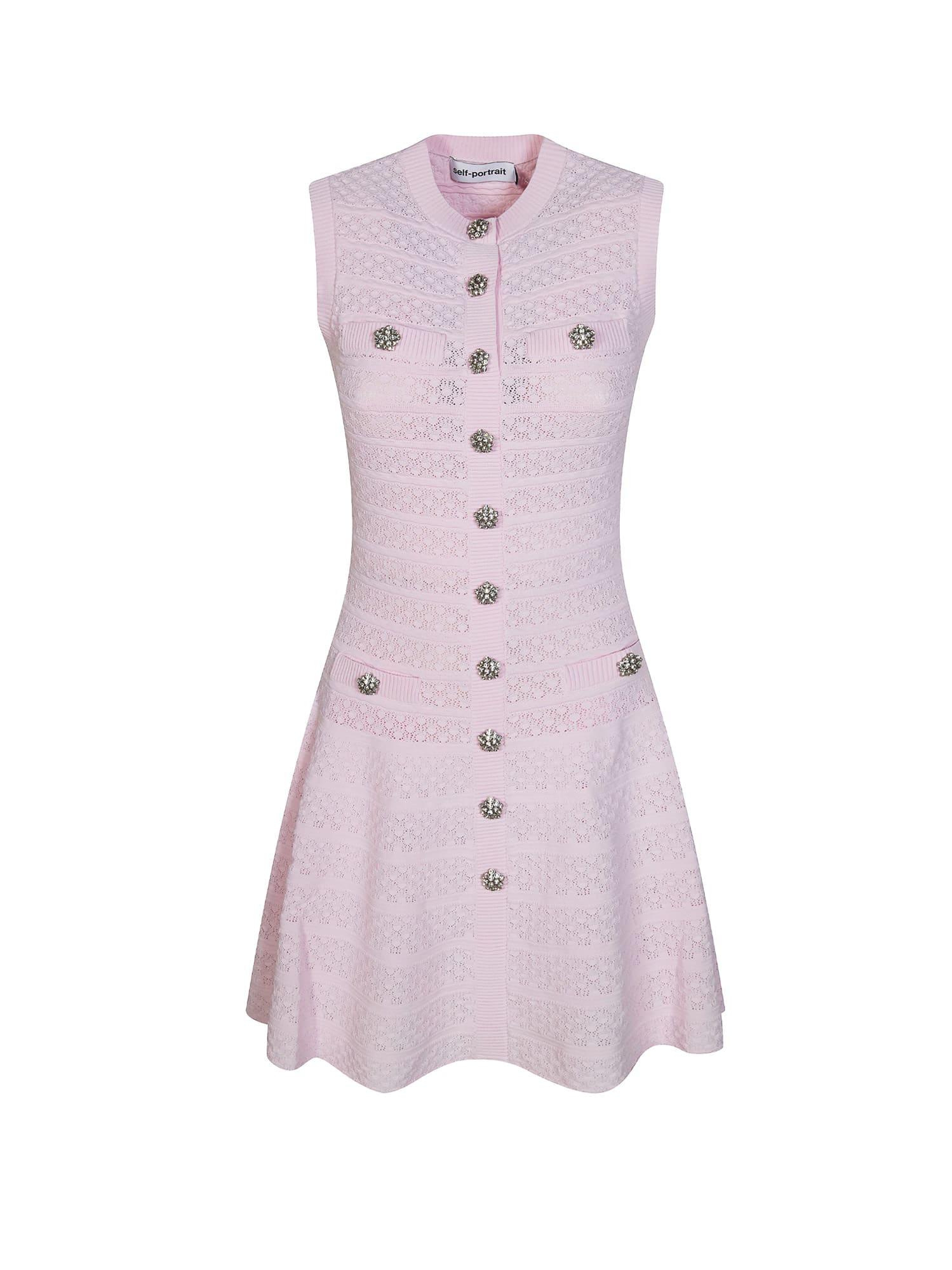 self-portrait pointelle diamante knit dress