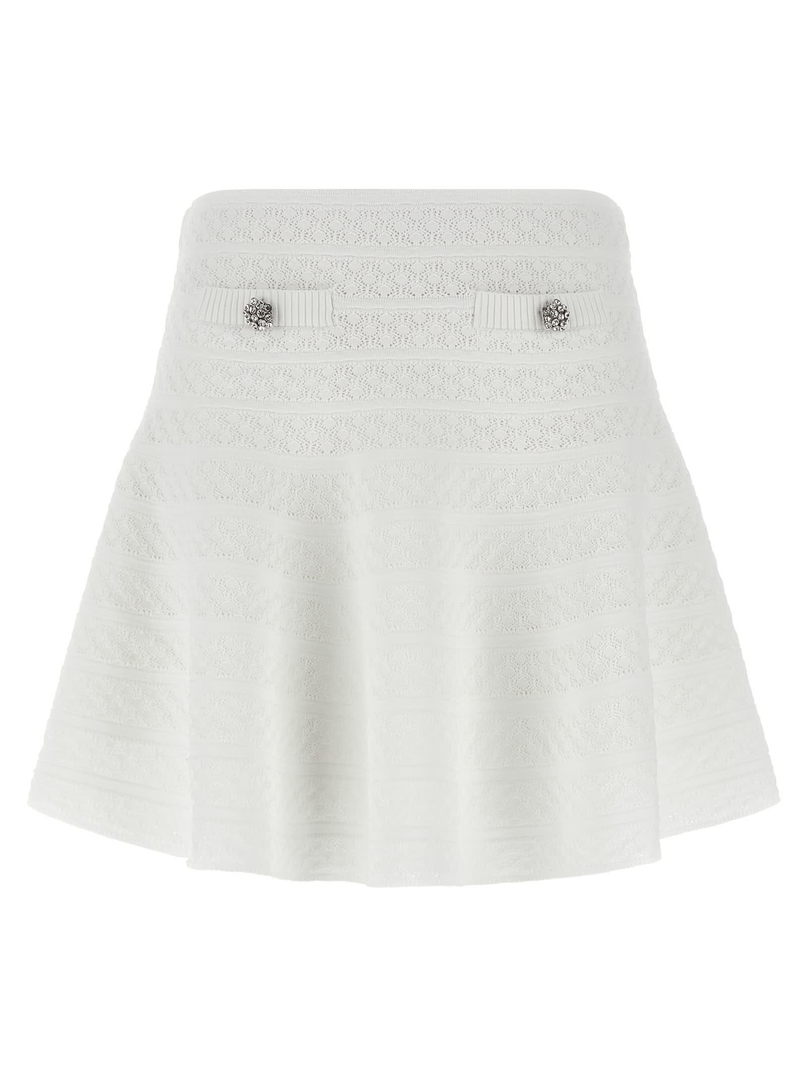 self-portrait pointelle knit mini skirt