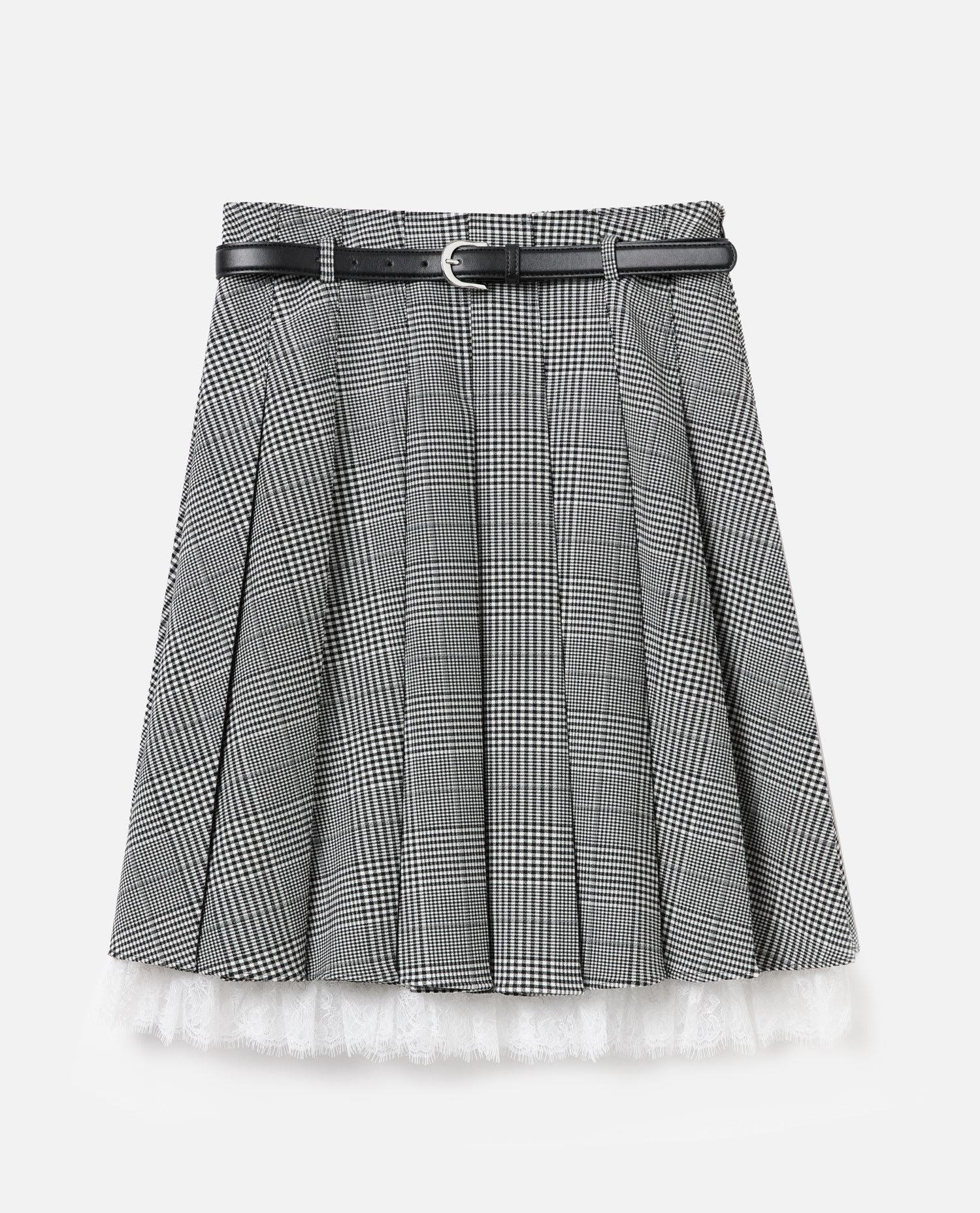 self-portrait prince of wales check pleated midi skirt