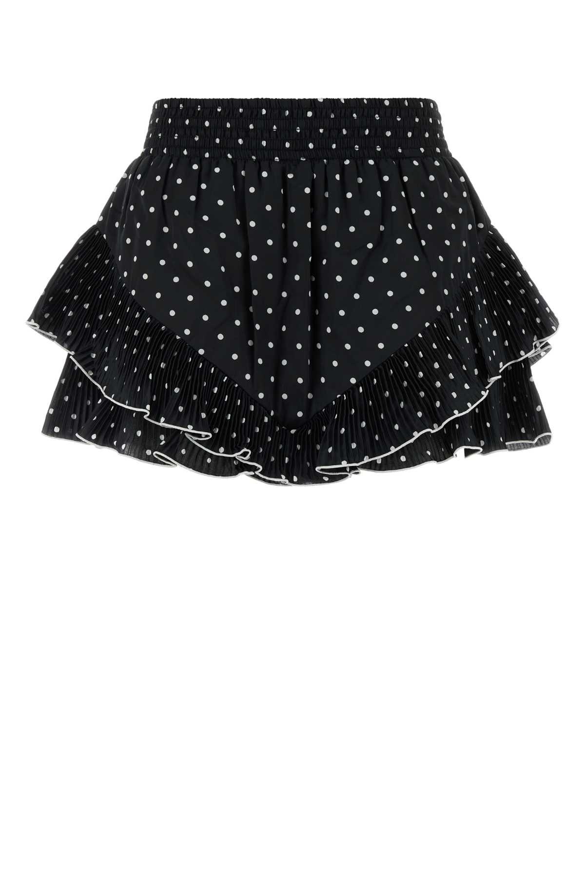 self-portrait printed twill mini skirt