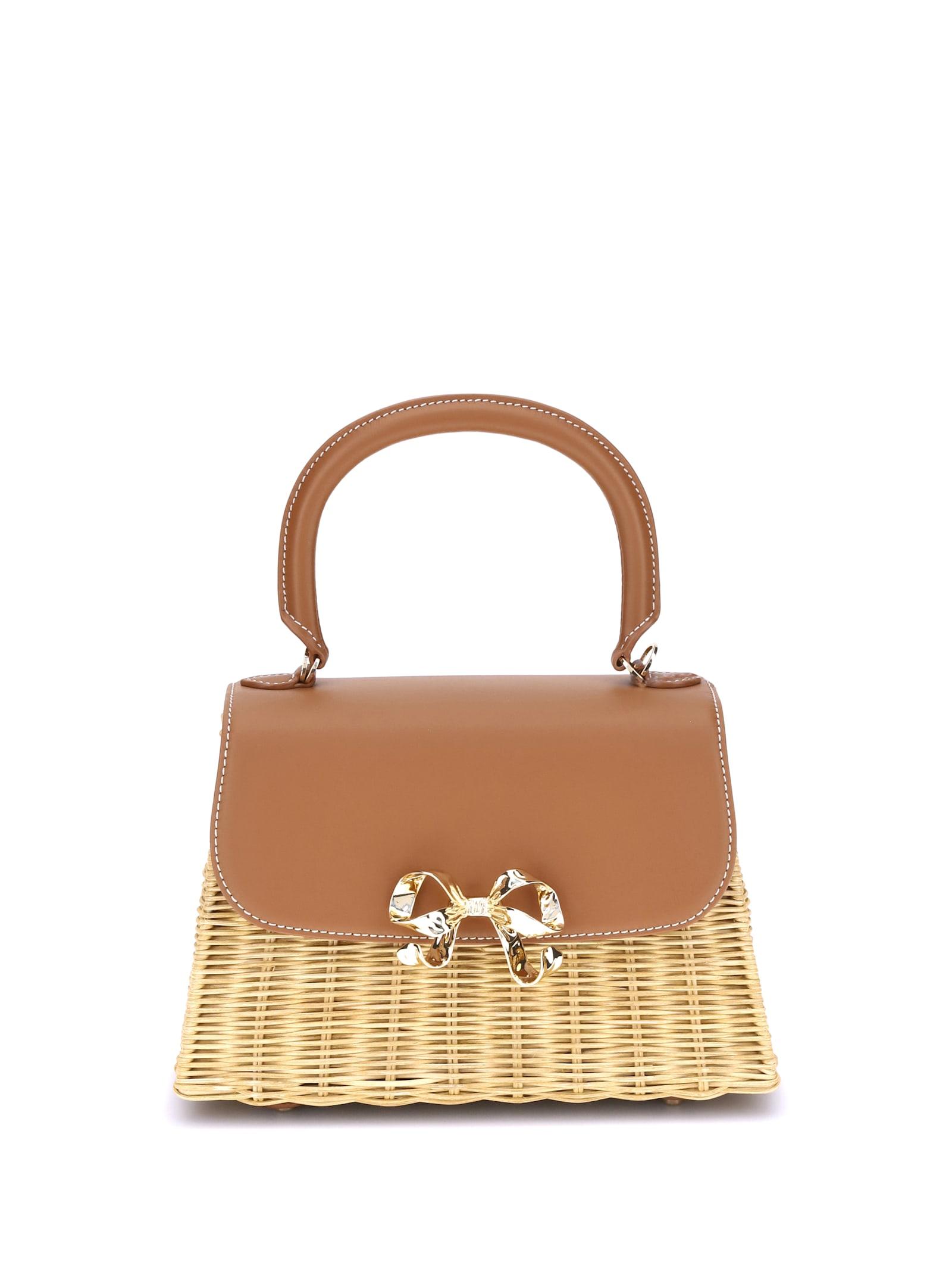 self-portrait rattan bow handbag