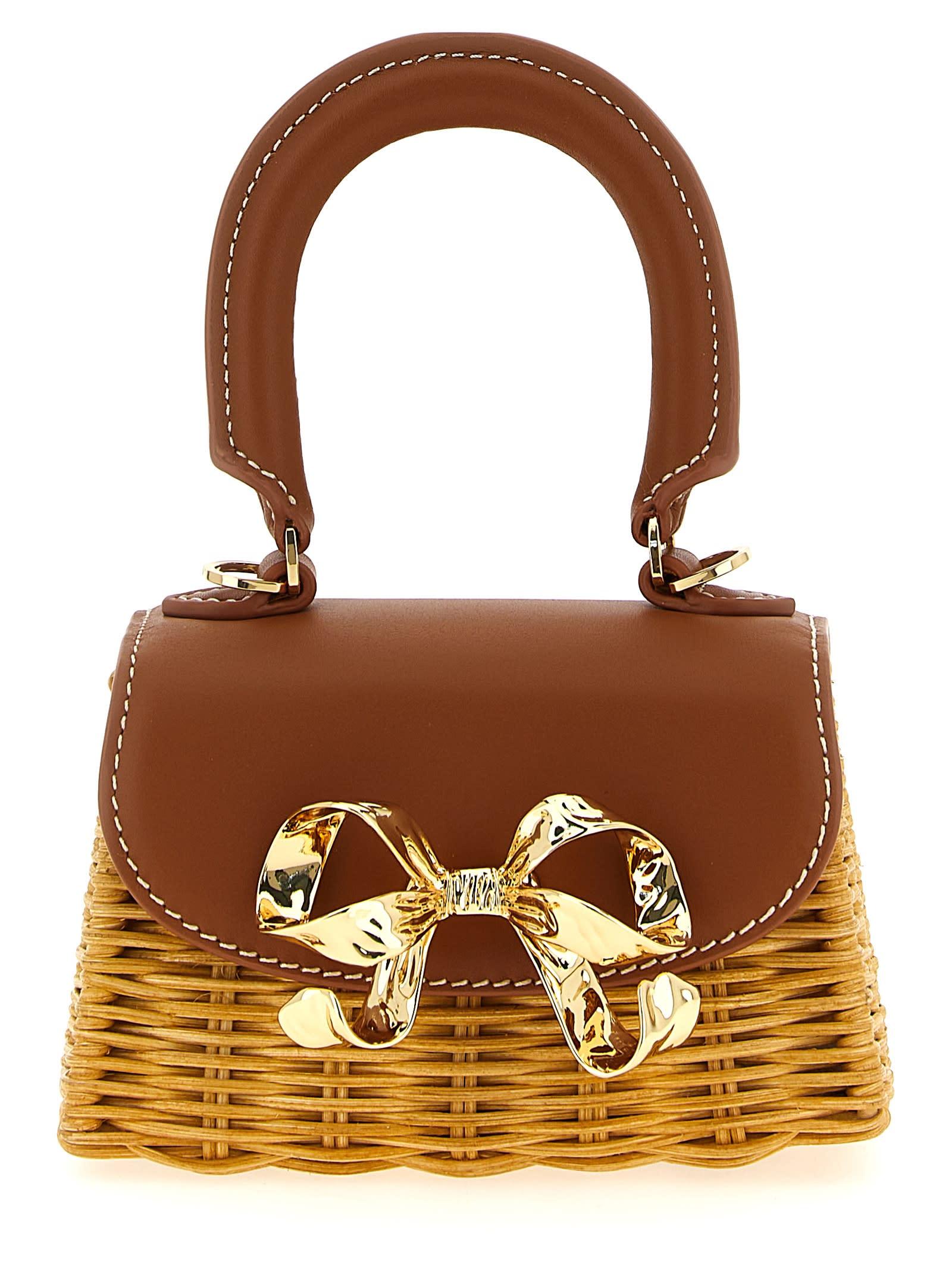 self-portrait rattan micro bow handbag