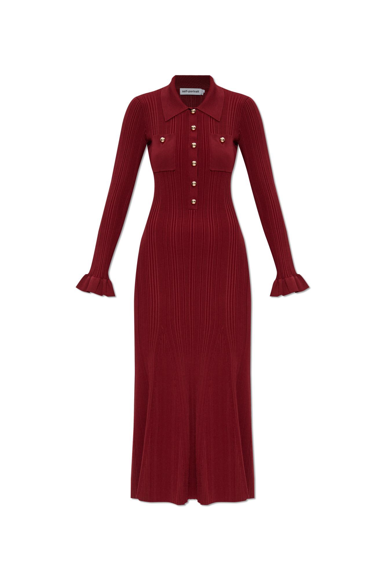 self-portrait ribbed dress with pockets