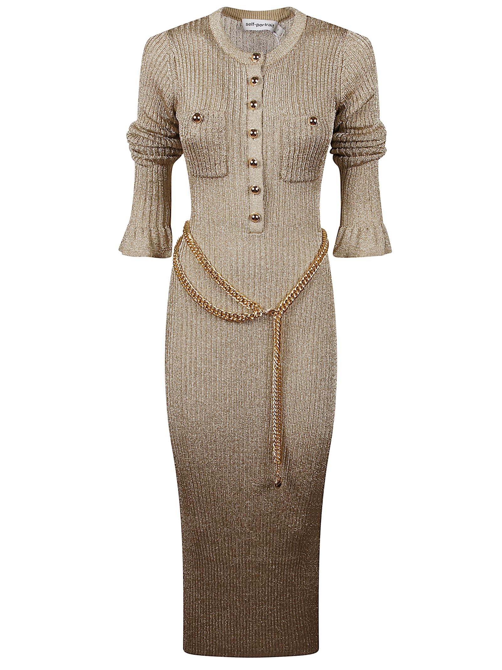 self-portrait ribbed knit midi dress