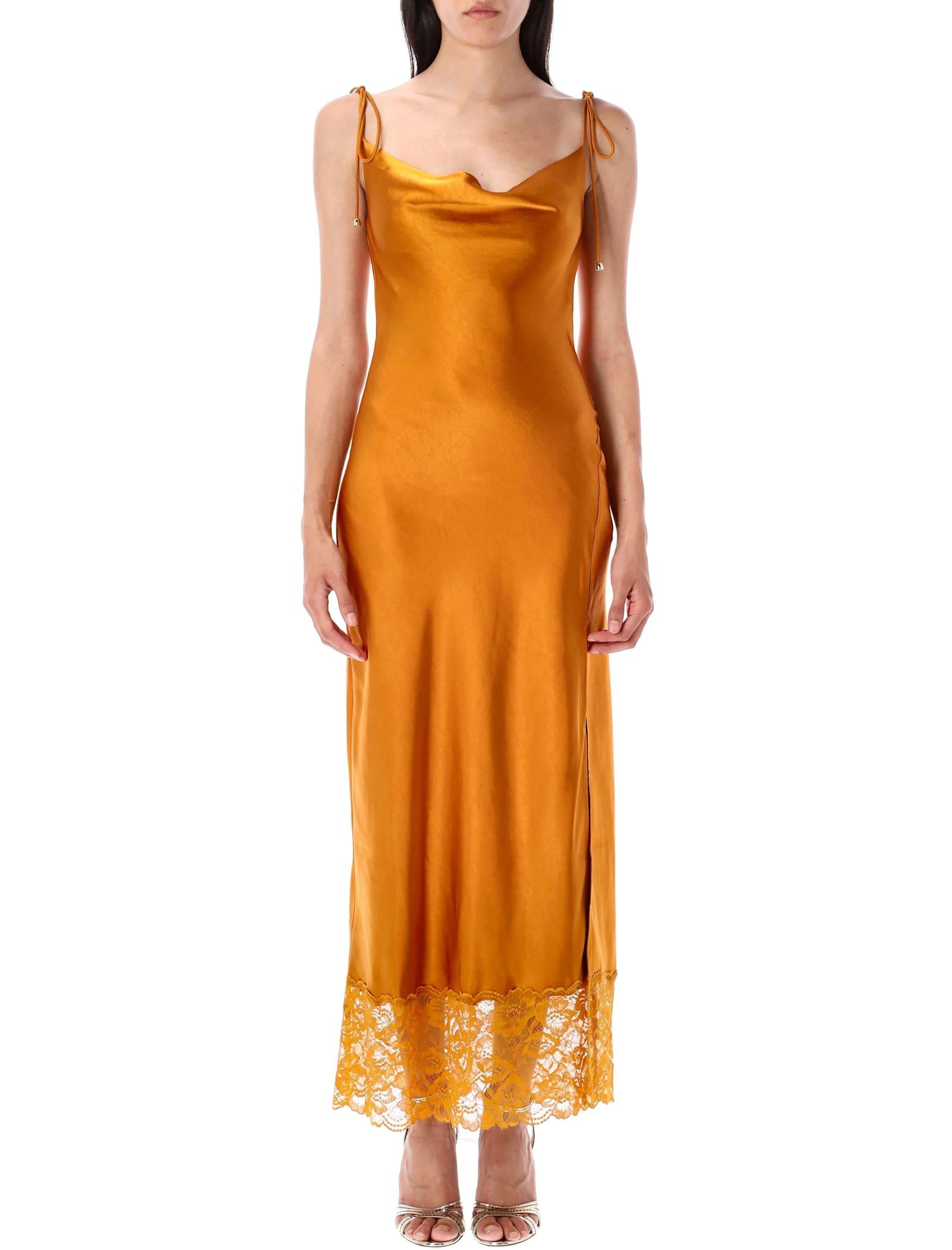 self-portrait satin midi dress