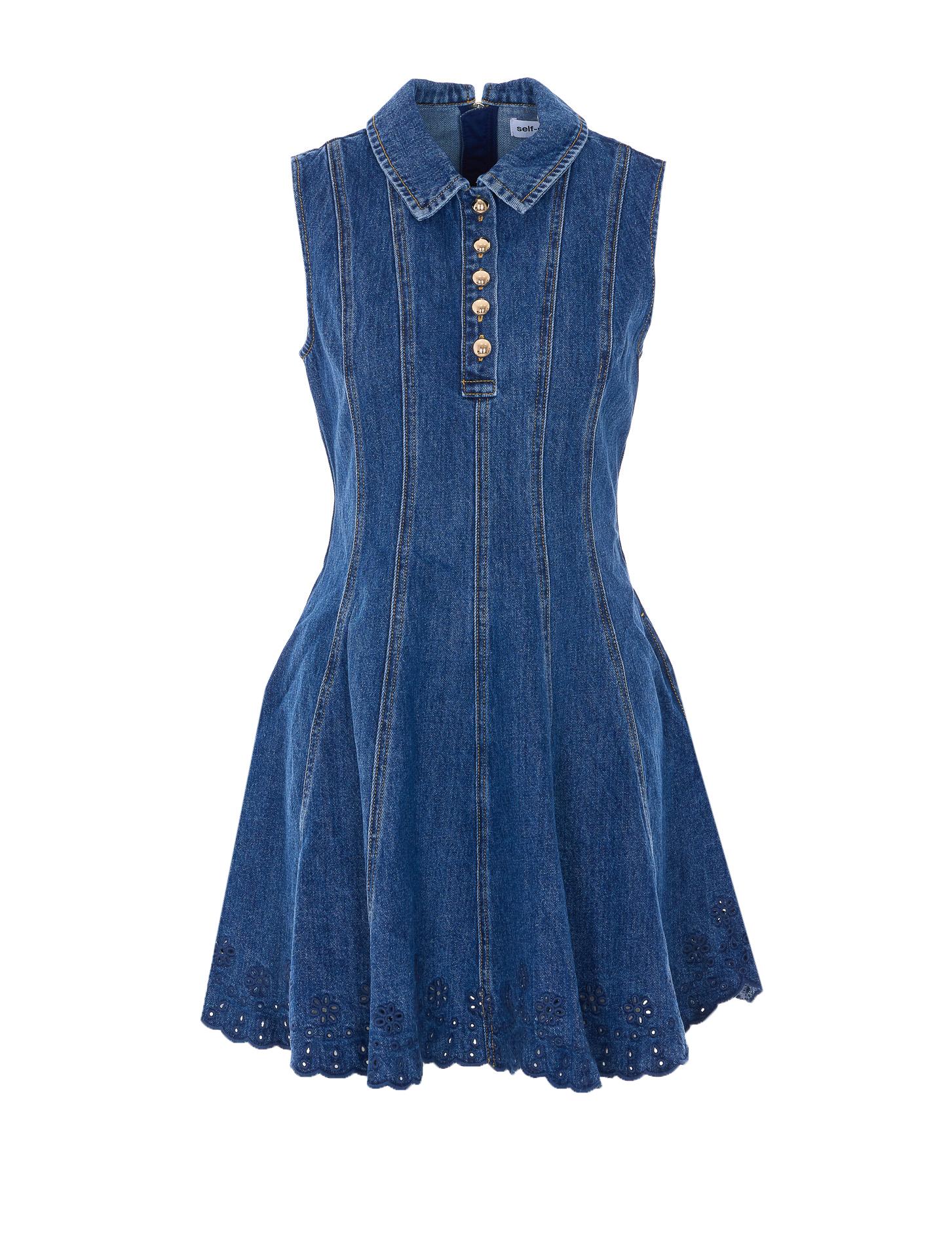 self-portrait self portrait dresses blue cotton - women