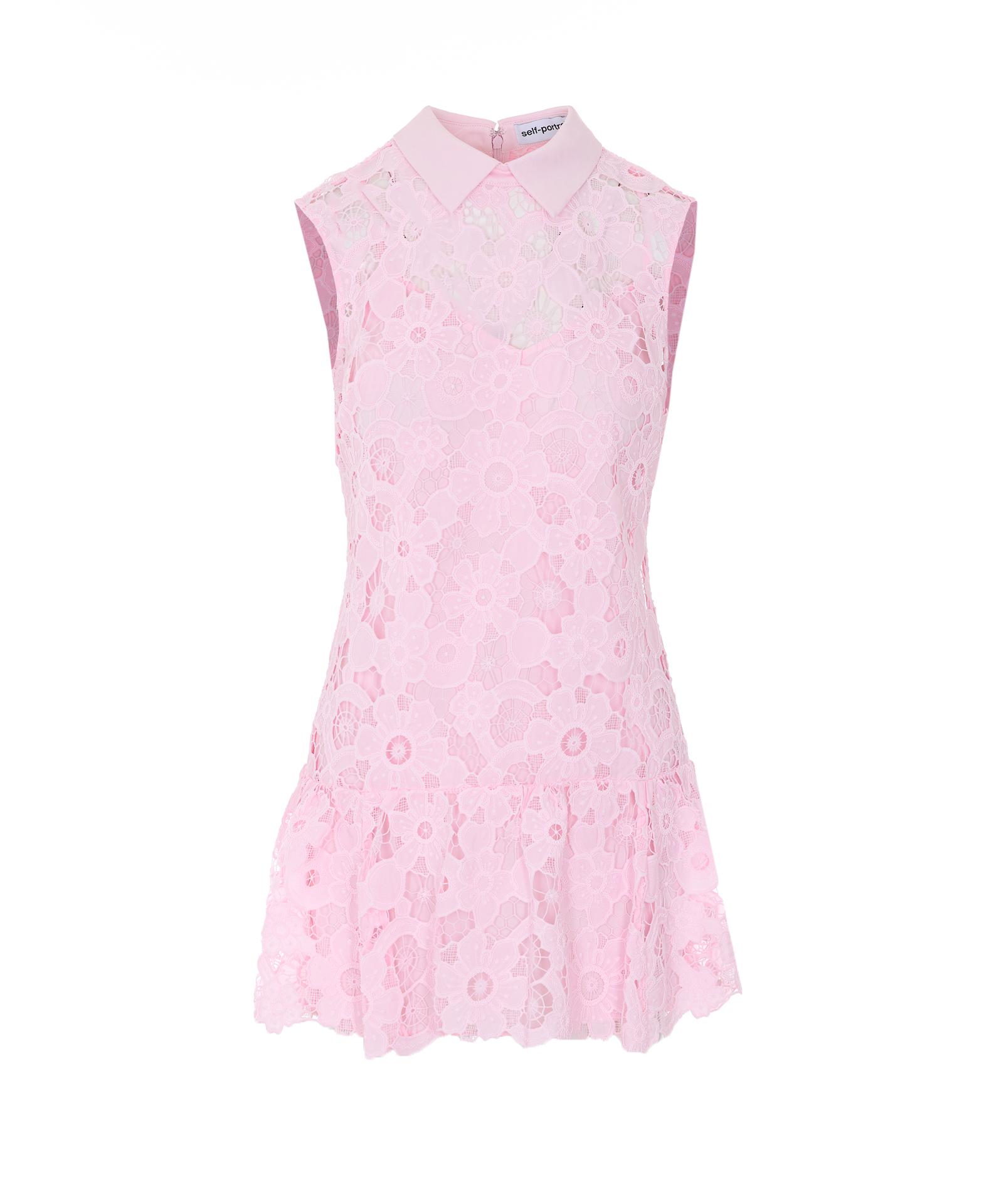 self-portrait self portrait dresses pink polyester - women