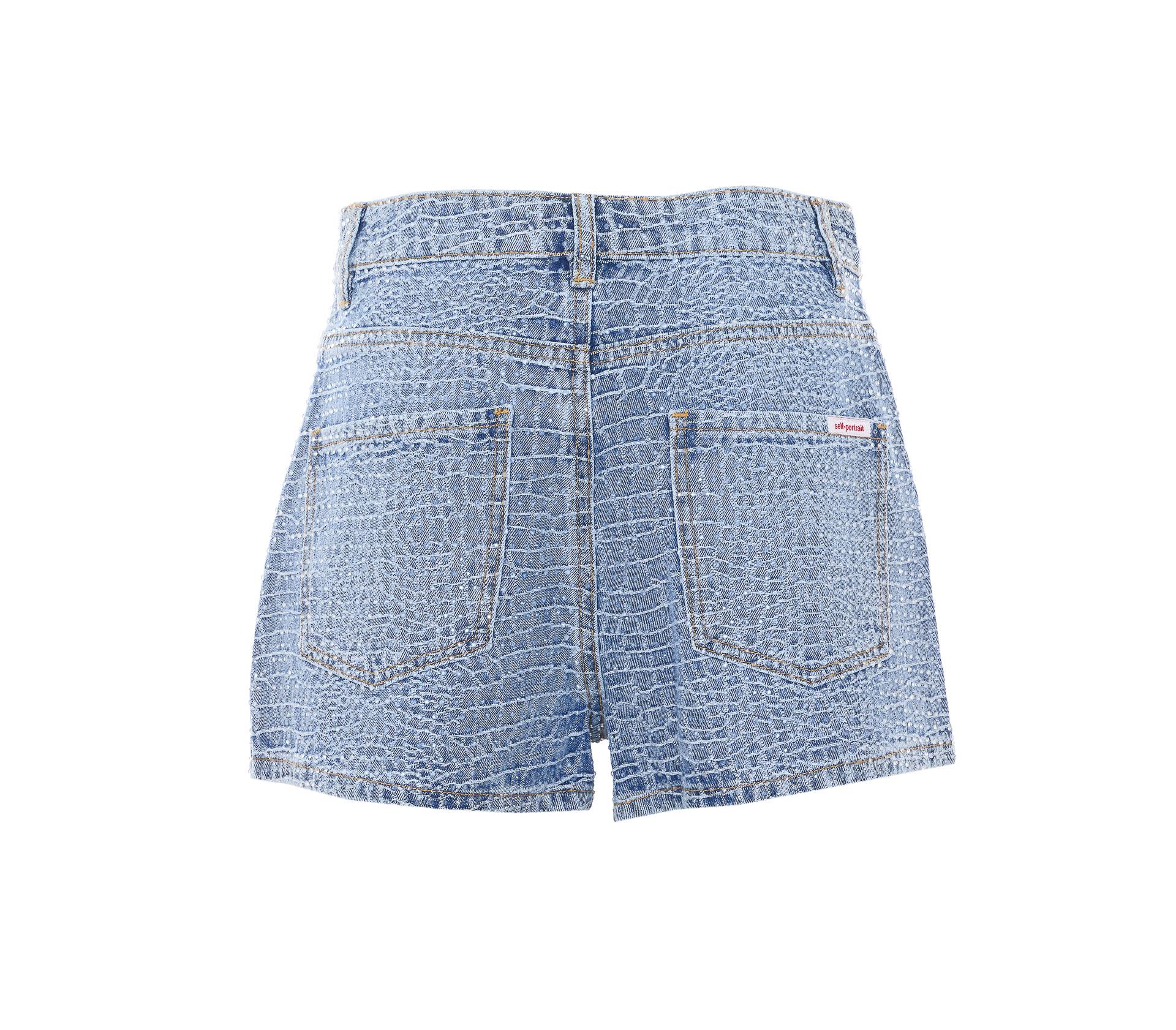 self-portrait self portrait shorts blue cotton - women