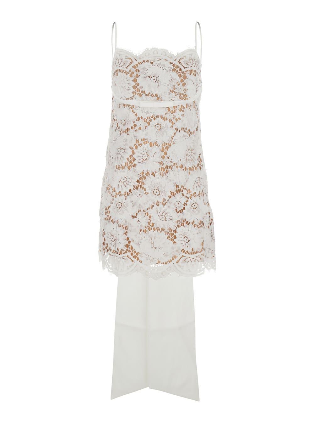 self-portrait short satin dress with lace bow