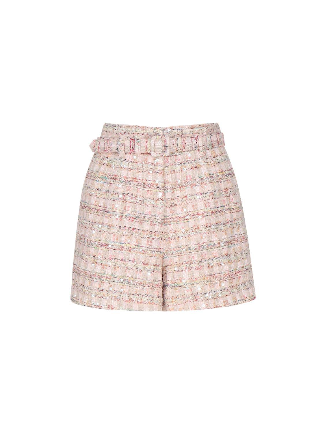 self-portrait shorts in bouclé with sequins