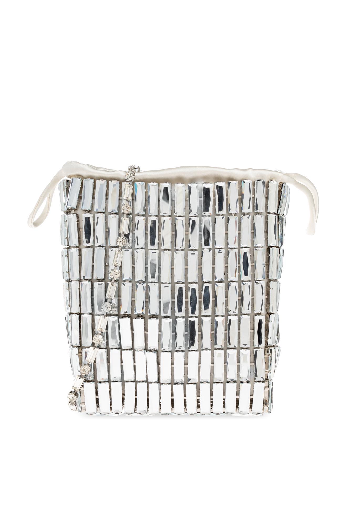 self-portrait shoulder bag with shimmering crystals