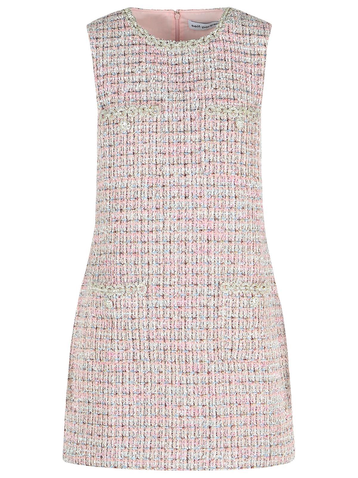 self-portrait sleeveless pink polyester mini dress