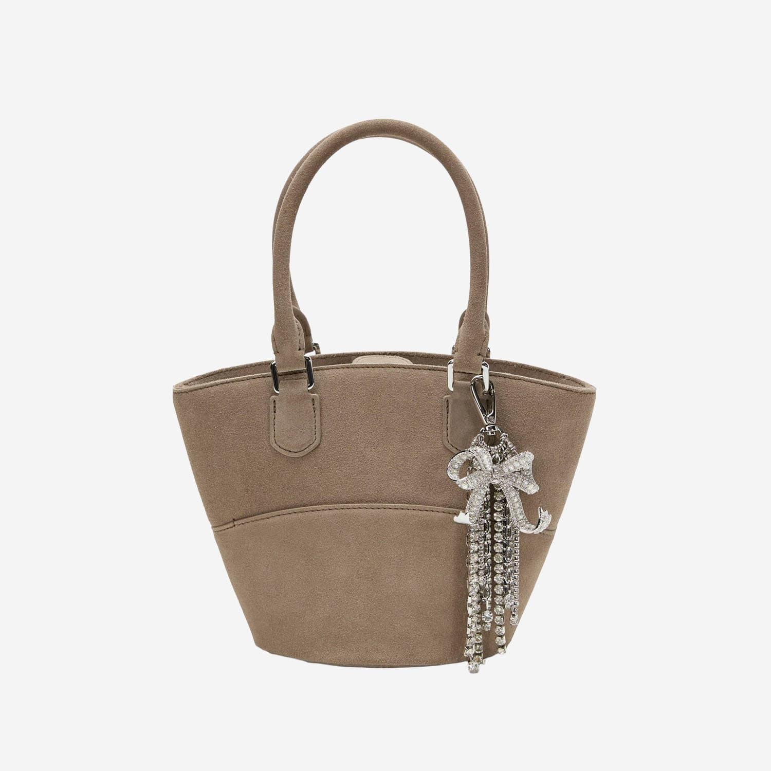 self-portrait suede leather bag with pendants