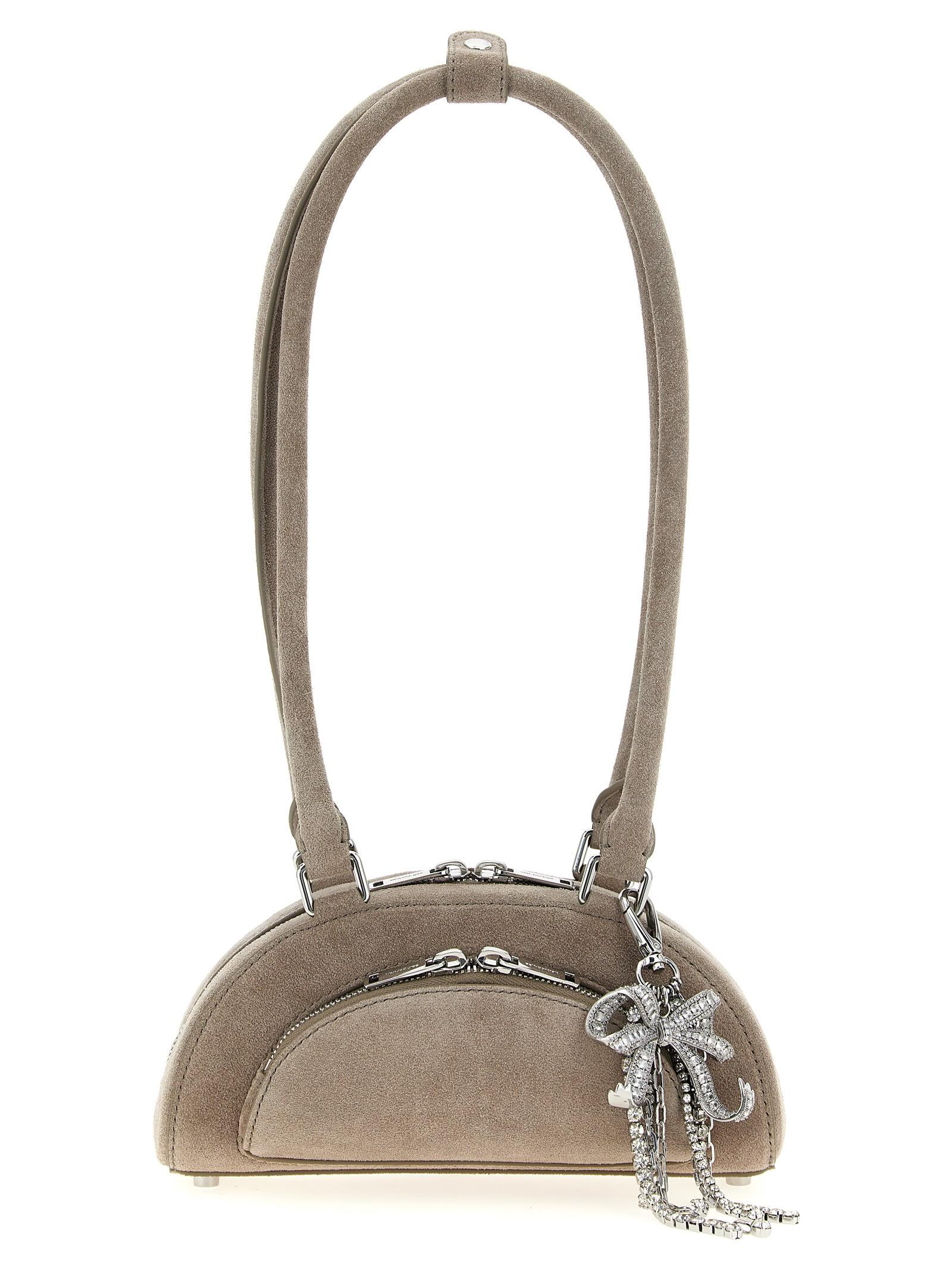 self-portrait suede mini with charm shoulder bag
