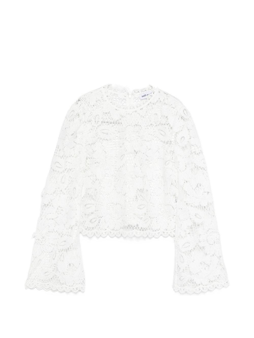 self-portrait top white polyester - women