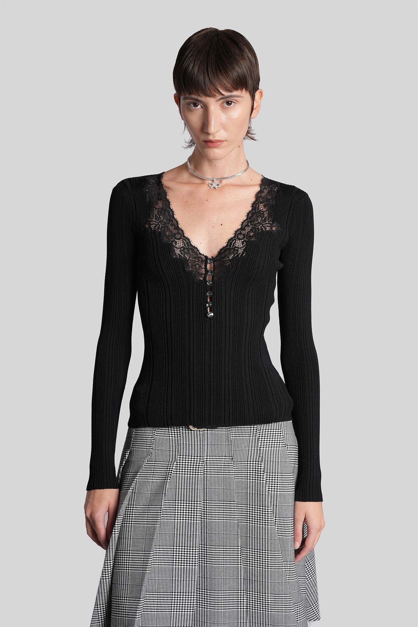 self-portrait topwear in black viscose