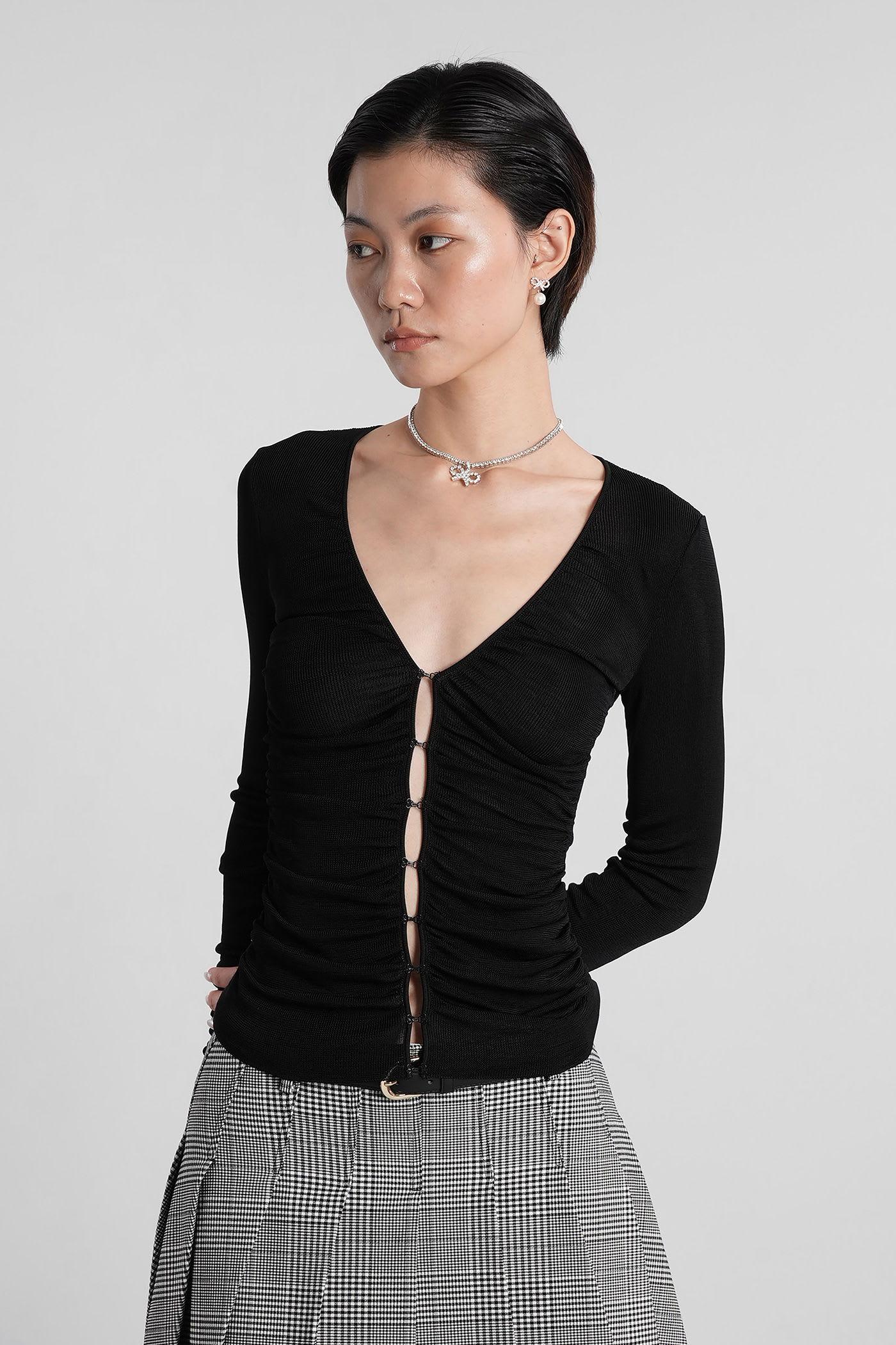 self-portrait topwear in black viscose