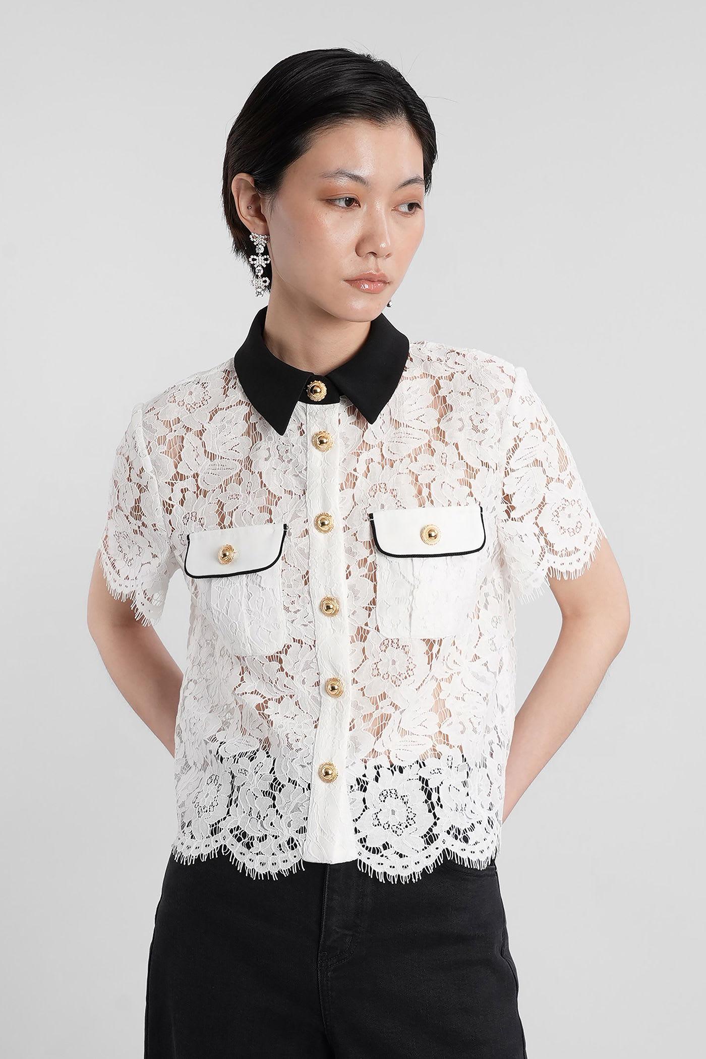 self-portrait topwear in white polyamide
