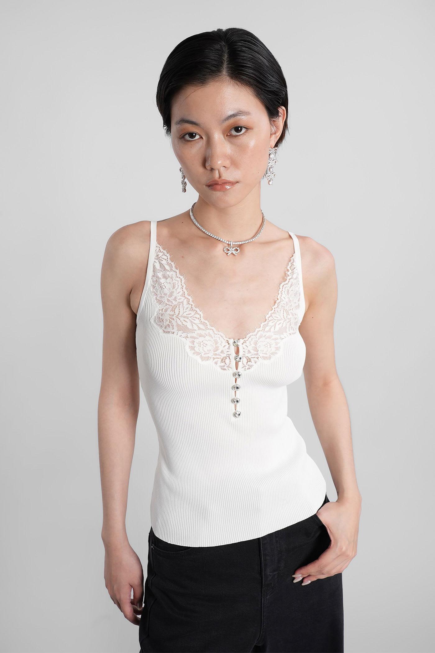 self-portrait topwear in white viscose