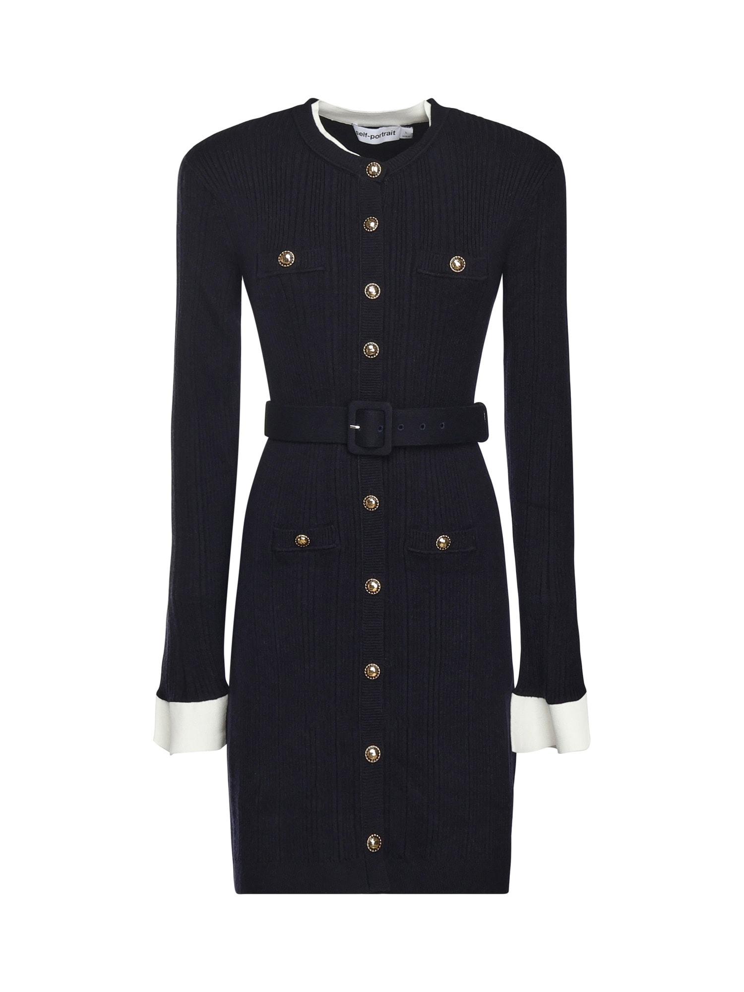 self-portrait viscose knit mini dress