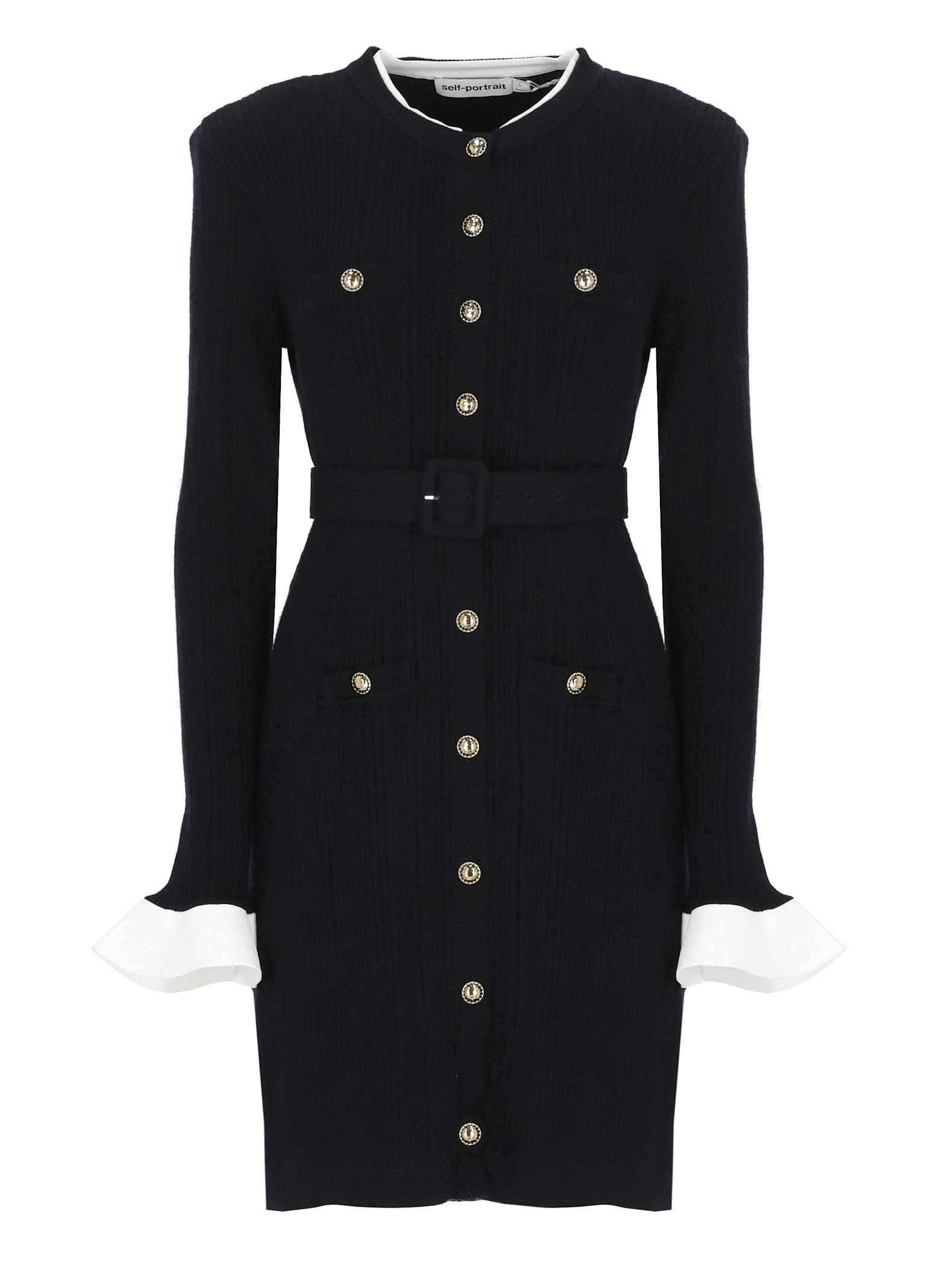 self-portrait viscose ribbed dress