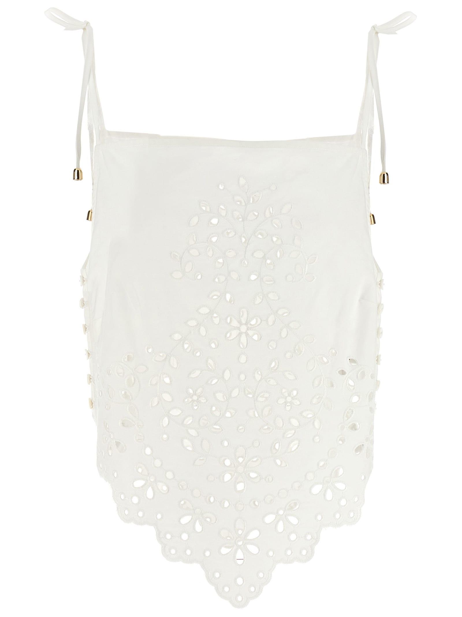 self-portrait white cotton embroidered top